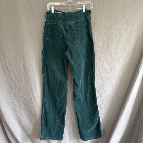 Vintage Funny Girl Corduroy Pants Green High Rise Straight Leg Sz 13/14 Modern 8 - Picture 4 of 13